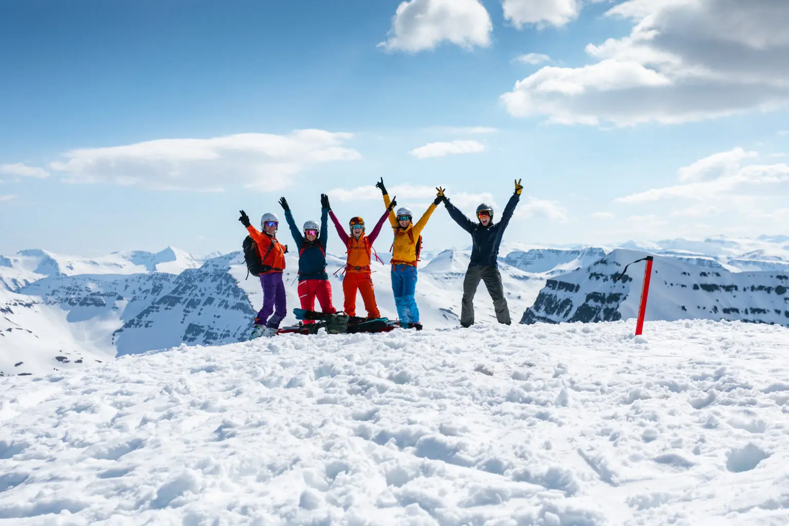 Group of women ski touring in Iceland - Troll Peninsula