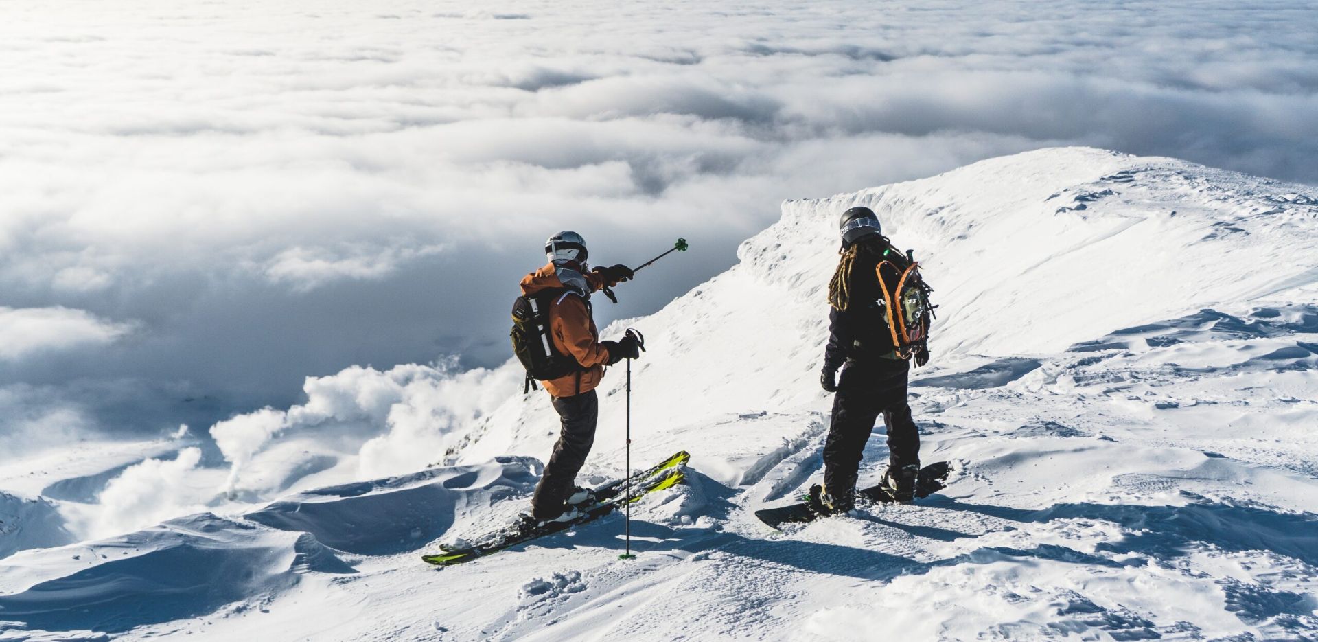 Skiers at the summit of Hokkaido Japan